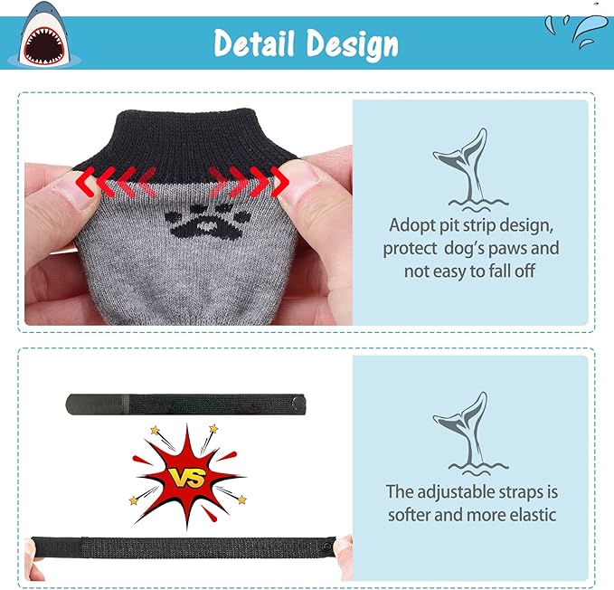 SCENEREAL 6Pcs Anti Slip Dog Socks to Prevent Licking Paws for Hot/Cold Pavement, Dog Grippy Socks for Hardwood Floors, Dog Shoes for Boots & Paw Protectors for Puppy Small Medium Large Senior Dogs