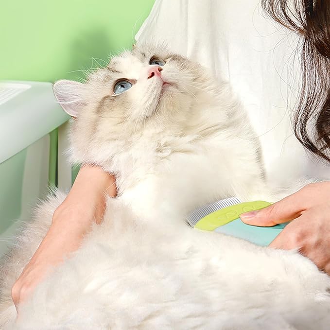 Cat Brush for Shedding – Dual-Function Cat Comb & Small Dog Brush, Furminator for Cats, Fresh Design for Grooming (Blue)