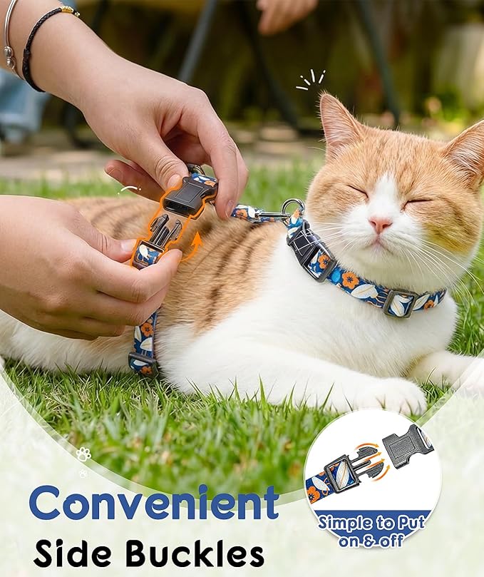 Halypet 2-Pack Cat Harness and Leash Set, Escape Proof 3-in-1 Adjustable Harness for Cats, Soft Lightweight, Easy On & Control for Walking, Travel & Outdoor Use, Medium (Navy & Blue)