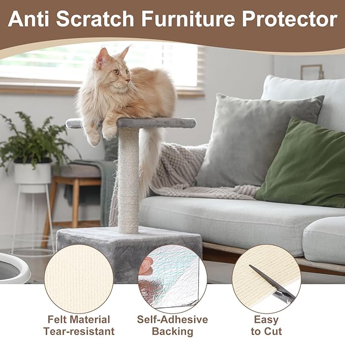 uxcell Self-Adhesive Cat Scratching Mat, 1 Roll 39.4" x 15.8" Couch Protector from Cat Claws for DIY Sofa, Wall, Doors, Cut Anti Cat Scratch Pad Carpet Mat, Beige