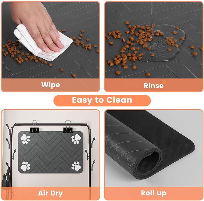 Pet Feeding Mat-Absorbent Pet Placemat for Food and Water Bowl, with Waterproof Rubber Backing, Quick Dry Water Dispenser Mat for Dog and Cat (27"x17", Beige)