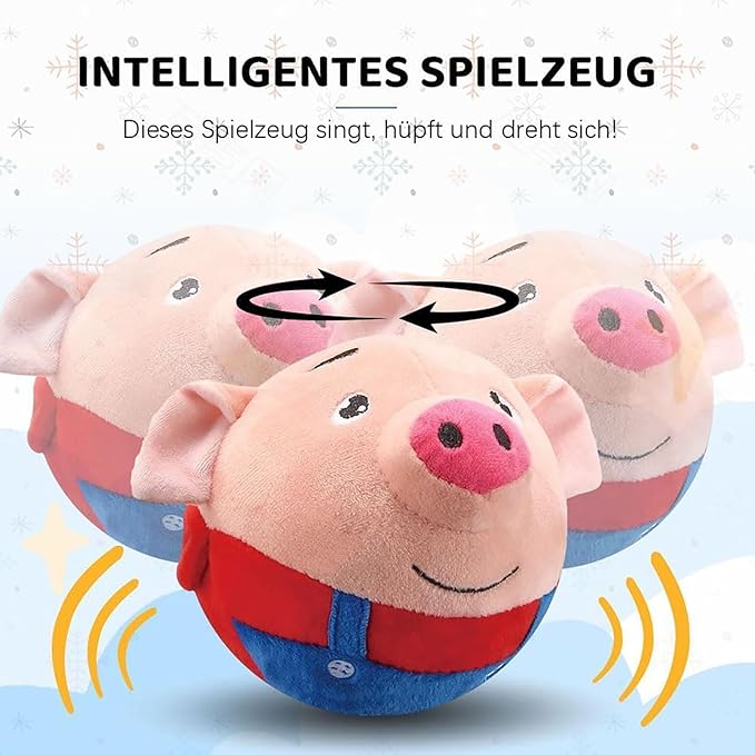 Interactive Dog Toys, 2Pack Active Moving Pet Plush Toy Talking Moving Dog Ball Toy Washable Cartoon Pig Plush Sound Electronic Herding Ball for Dogs Shake Bounce Boredom Toys for Dog, Cats (Blue)