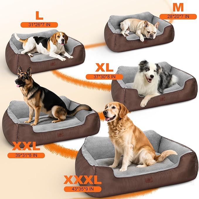 Medium Dog Beds, Calming Anti-Anxiety Pet Bed for Small Dogs, Dog Beds for Small and Medium Pets with Non-Slip Bottom, 28”x20”x7”, Brown
