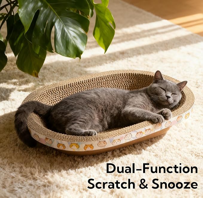 5 Pack Large Cat Scratcher Cardboard, Oval Cat Scratcher Bed Cat Scratch Pad Board Lounge Couch for Indoor Cats Bowl Shaped Cat Scratching Post Nest for Cats Grinding Claw Furniture Protector