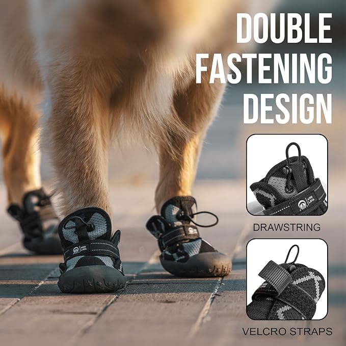 Dog Shoes for Large Medium Size Dogs, Waterproof Anti Slip Dog Boots&Paw Protectors for Summer Hot Pavement Winter Snow, Breathable Dog Booties for Outdoor Walking Hiking Hardwood Floor