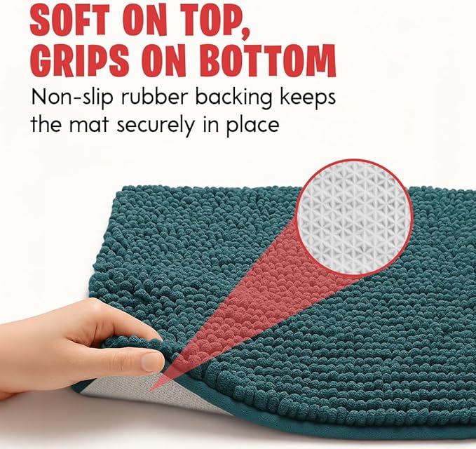MudGuard Mat™ Dog Door Mat for Muddy Paws, Super Absorbent Microfiber, Non-Slip Indoor Mat, Quick Dry Chenille Mud Mat for Dogs & Entryway, Washable, Atlantic Blue 19" x 30"