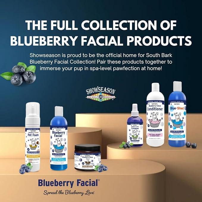 South Bark's Blueberry Facial® Pet Shampoo 12 oz. | Brightener & Tear Stain Remover, Long-Lasting Odor Eliminator, Cruelty-Free, Paraben-Free, Made in The USA, for Dogs and Cats