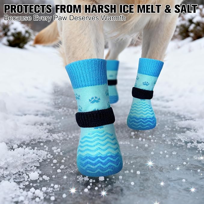 EXPAWLORER 6Pcs Anti Slip Dog Socks to Prevent Licking Paws, Dog Shoes for Hot Pavement, Double Sides Dog Boots & Paw Protectors Booties for Hardwood Floors with Grippers Small Medium Large Senior Dog