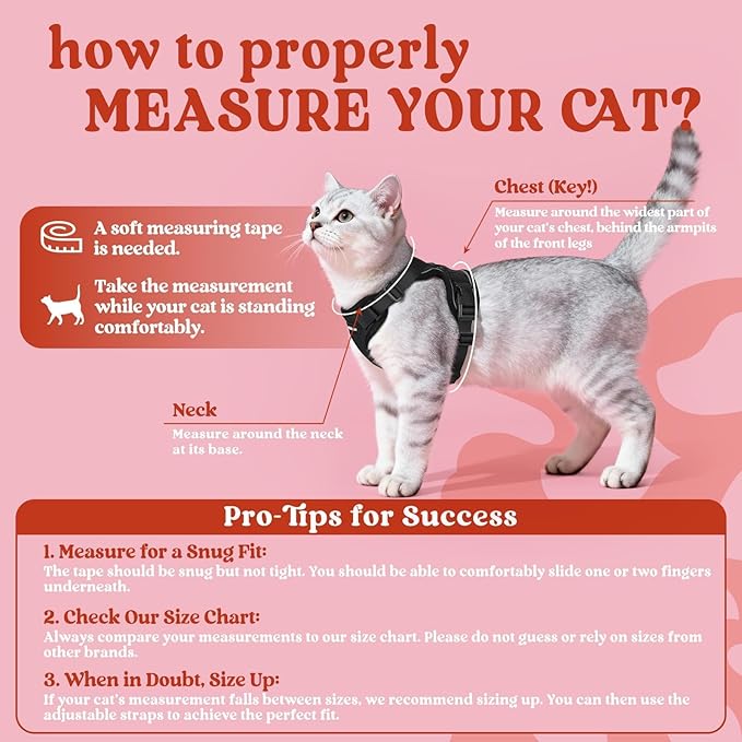 rabbitgoo Cat Harness and Leash for Walking, Escape Proof Soft Adjustable Vest Harnesses for Cats, Easy Control Breathable Reflective Strips Jacket, Black, XS