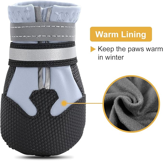 Dimicoo Water-Resistant Dog Boots for Medium Large Dogs,Non-Slip Dog Shoes for Winter Snow,Lightweight Paw Protector for Cold Pavement,Soft Dog Booties for Outdoor Walking Indoor Hardfloors