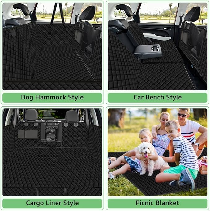 Vailge 100% Waterproof Convertible Dog Car Seat Covers, Waterproof Dog Seat Cover with Mesh Window, Heavy Duty seat Cover for Dogs, Dog car Hammock Pet Seat Cover for Cars Trucks suvs,Black,Standard