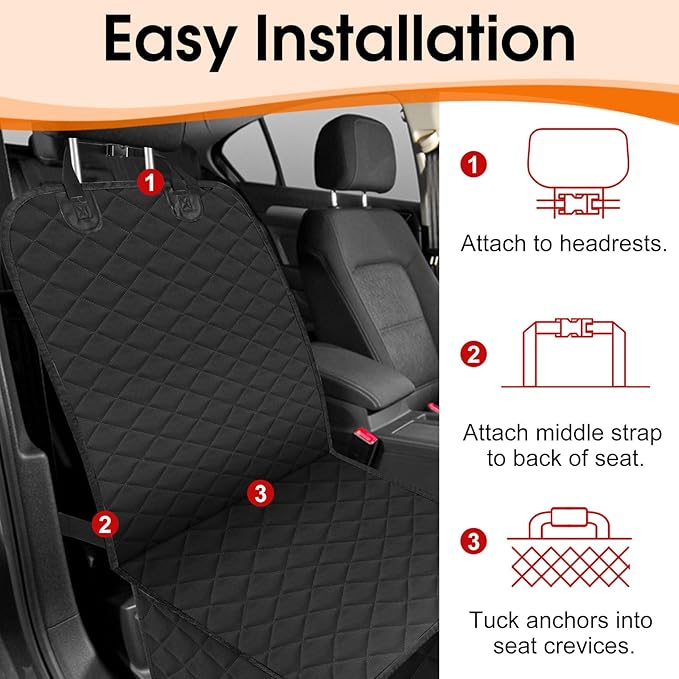 NECKORY Dog Car Seat Cover, Front Dog Car Seat Cover Nonslip Scratch-Proof Waterproof Pets Car Seat Covers SUV, Trucks, Sedans Car Seat Protector for Dogs - M, Black