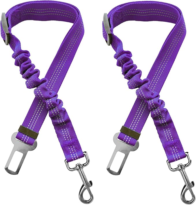 Yiaizhuo 2 Dog Car Harness Seatbelt Seat Belt Leash Travel Accessories Bungee Anti Shock Pet Cat Adjustable Lead Clip Safety Seats Belts Purple