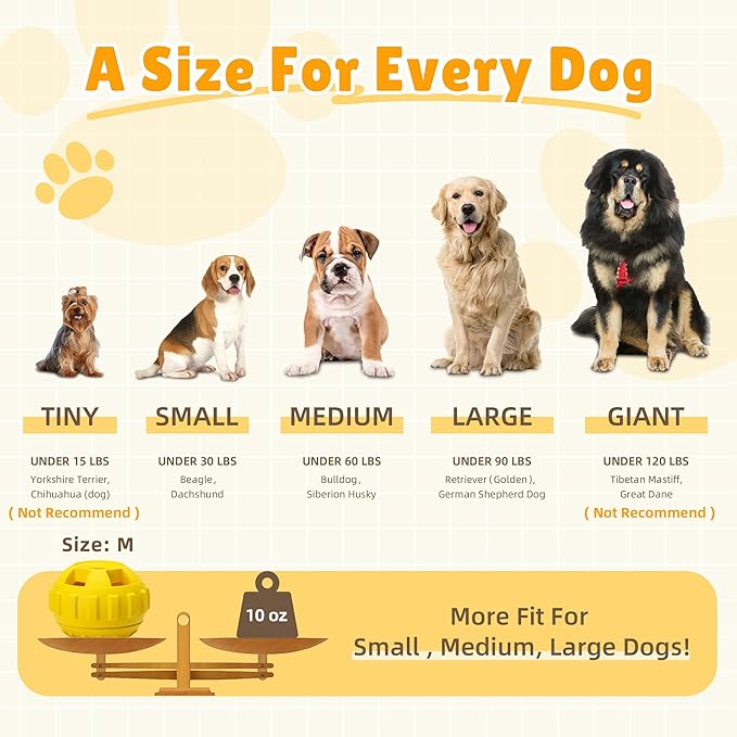 Dog Enrichment Toys to Keep Them Busy-Interactive Dog Toys for Large Dogs-Freeze Treat Dispensing,Natural Rubber,Dishwasher Safe,Lemon,M