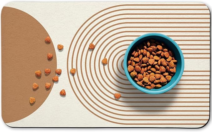 Dog Food Mats for Floors Waterproof, Cat Water Bowl Mats Pet Feeding Absorbent Mat Placemats for Food and Water Beige Bohemia 24 * 32 inch