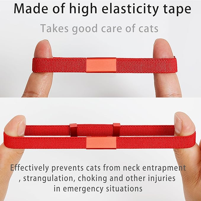 Minimalist Stretch Lightweight Custom Engraved Cat Collar with Name Tag Personalized Cat Collars for Kitten Boy & Girl Cats (Silver White, Collar with Nameplate)