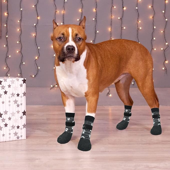 KOOLTAIL Anti Slip Dog Socks for Hot/Cold Pavement to Prevent Licking Paws,Booties for Hardwood Floors,Traction Rain Dog Boots&Paw Protectors Shoes with Grip for Small Medium Large Senior Dogs