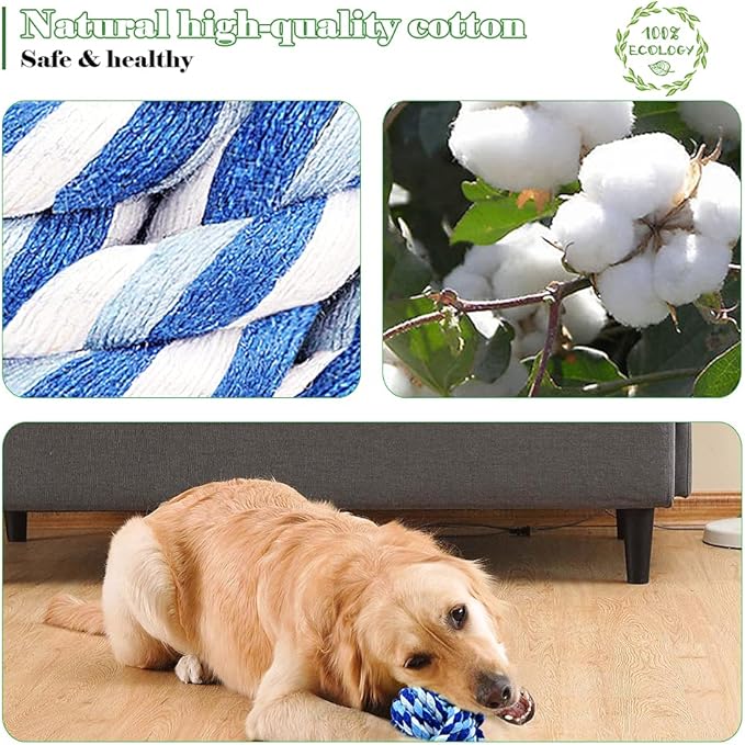 Wellbro Pet Chew Toy, Knots Weave Cotton Rope, Biting Small Ball for Dogs & Cats, 3 in One Pack
