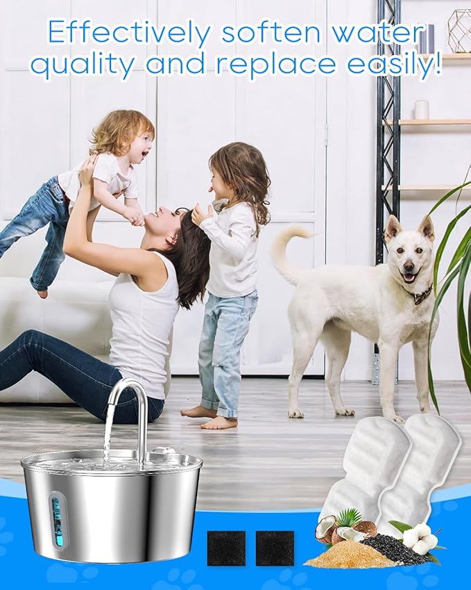 MyfatBOSS Cat Water Fountain Filters Compatible with 74oz/2.2L Compatible with 87oz/2.6L Stainless Steel Cat Water Fountains, 6 Carbon Filters + 6 Ultra-fine Fiber for Clean & Fresh