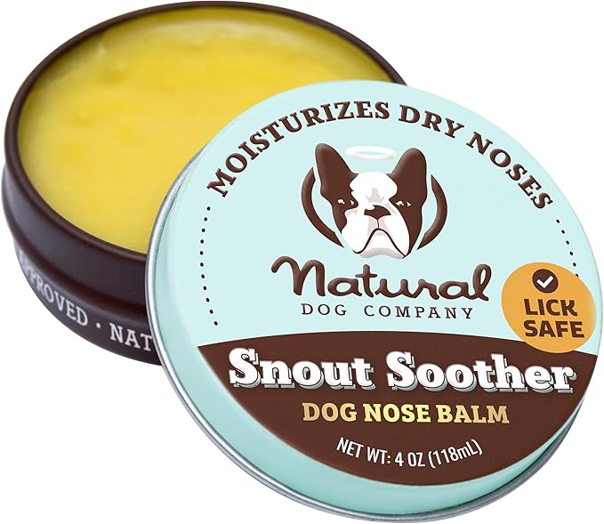 Natural Dog Company Snout Soother Balm Tin 4 oz – All Natural Dog Nose Balm for Dry, Cracked Snouts – Organic Moisturizing & Soothing Balm – Lick-Safe Protective Snout Care, Made in USA