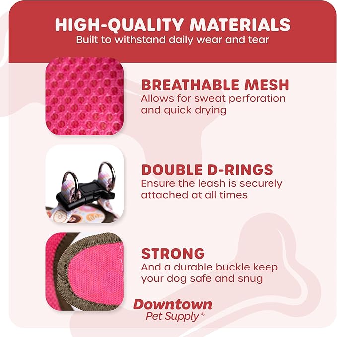 Downtown Pet Supply Step-in Dog Harness – No Pull, Adjustable Padded Mesh with Reflective Trim, Secure Buckle Strap – Comfortable & Breathable Small Dog Harness, X-Large, Donut