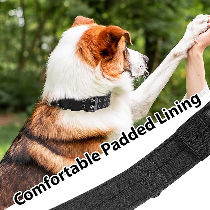 Tactical Dog Collar with Handle, Military Adjustable Heavy Duty Metal Buckle Dog Collars Soft Nylon Training Collar for Medium Large Dogs (Black, X-Large)