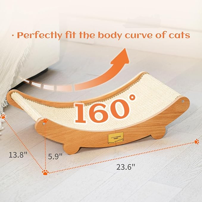 CHEERHOME PETS Sisal Cat Scratcher Bed for Indoor Cats Hammock for Scratching Pad Cat Chair Nartural Sisal Scratch Post for Large Cats Scratcher Lounge, Wooden Cat Furniture(Large)