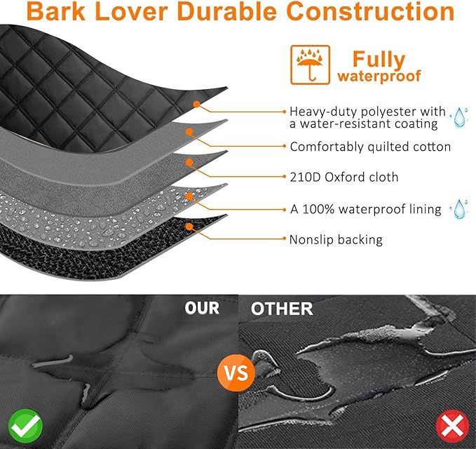 Dog Car Seat Cover for Back Seat, Dog Hammock for Car, Waterproof Backseat Cover for Dogs in Car SUV & Truck, with Mesh Window and Multiple Pockets