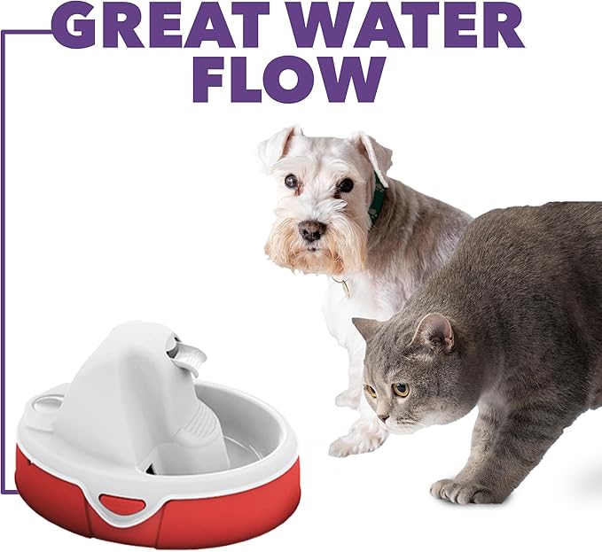 Aqua Flow Premium Pet Water Fountain - Automatic Dispenser Drinking Bowl for Cats and Dogs - Anti-Hair Drainage System - Replaceable Filters - Ideal for Multiple Pets - 52 up to 120 fl oz