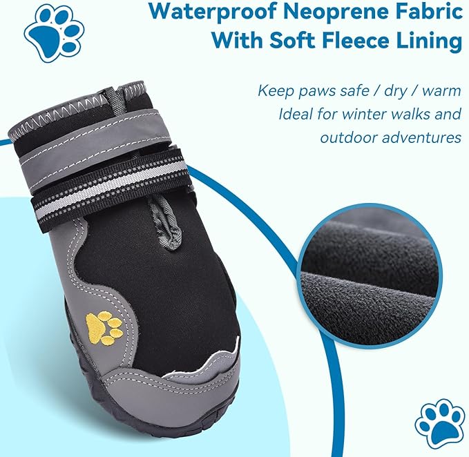 Hipaw Dog Booties for Winter,Snow Boots for Small Medium Large Dogs,Waterproof Dog Rain Shoes,Non-Slip Paw Protector for Outdoor Walking,Hiking,Indoor Hardwood Floors