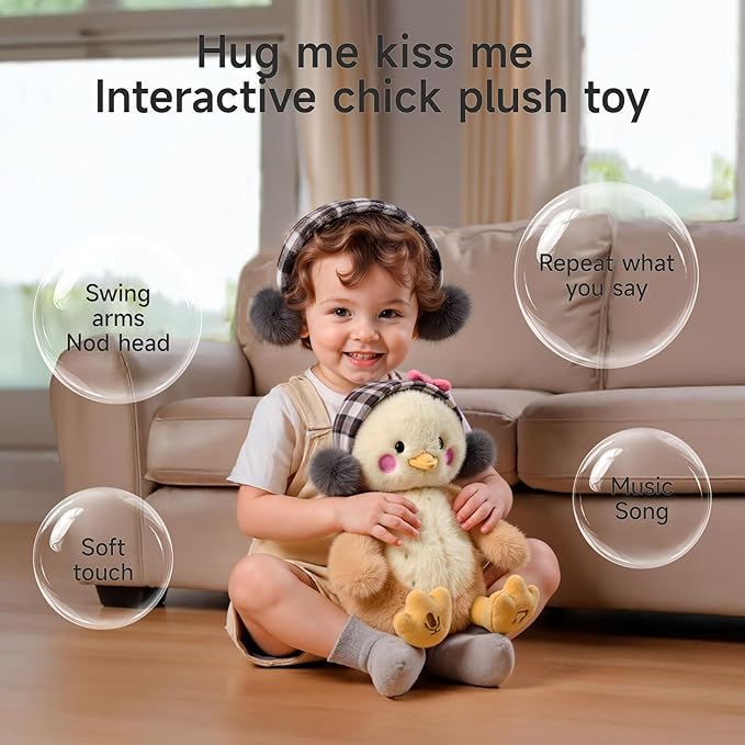 TUMAMA Dancing Talking Chicken Toy, Hug Me Kiss Me Electronic Pet Soft Plush Chick Toy, Singing, Recording, Repeating, Baby Toddler Interactive Toys for Boys Girls Gifts