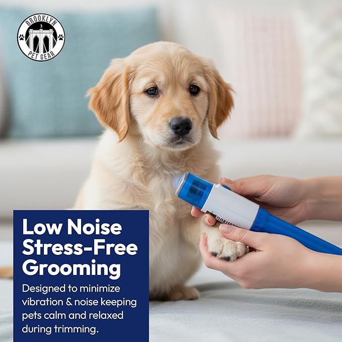 BPG Pet Grooming Tools for Dogs & Cats- Nail Grinder Low Niose Nail Care for Smooth Safe Dog Grooming- 3 Replacement Heads Included