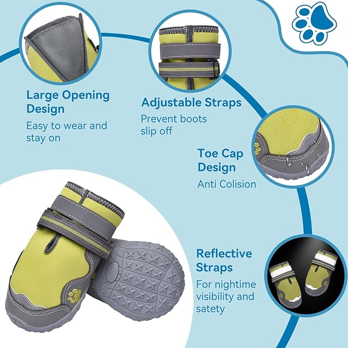 Hipaw Dog Booties for Winter,Snow Boots for Small Medium Large Dogs,Waterproof Dog Rain Shoes,Non-Slip Paw Protector for Outdoor Walking,Hiking,Indoor Hardwood Floors