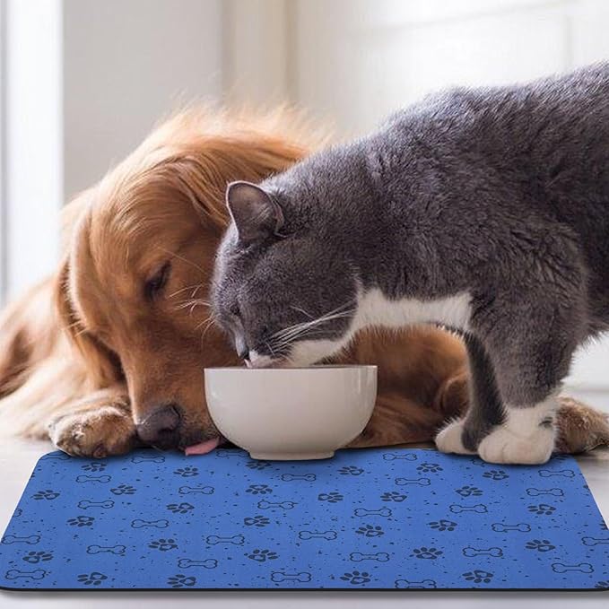 Dog Food Mats,Cat Absorbent Water Bowl Feeding Mats Pet Placemats for Food and Water Spot 17 * 30 inch