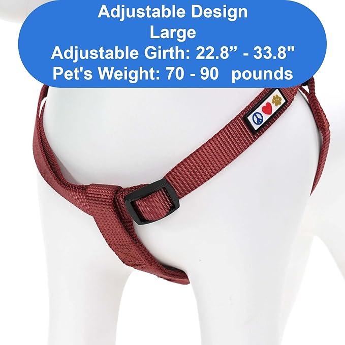 Pawtitas Personalized Dog & Puppy Harness Large Marsala Custom ID Tag Adjustable No Pull Vest