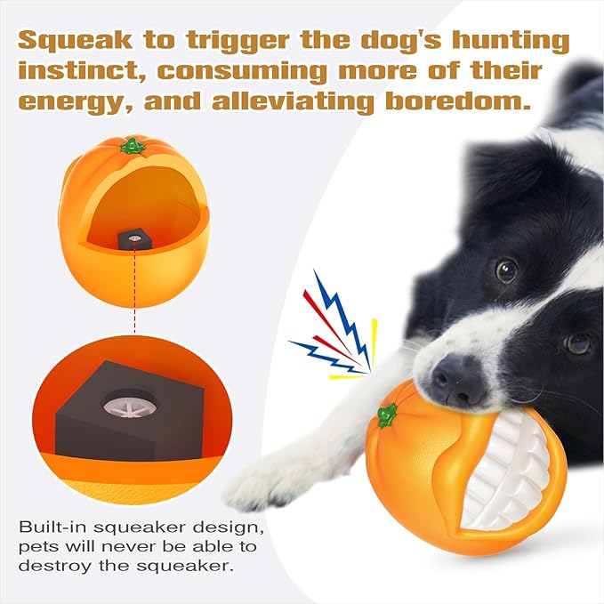 LiuMelinda Dog Chew Toys for Aggressive-Chewers - Indestructible Dog Toy for Aggressive Chewer，Tough Chew Toys for Dogs （Rubber Orange）