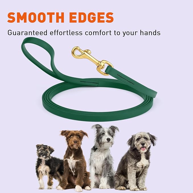 Viper Biothane K9 Working Dog Leash Waterproof Lead for Tracking Training Schutzhund Odor-Proof Long Line with Solid Brass Snap for Puppy Medium and Large Dogs, 15ft Hunter Green
