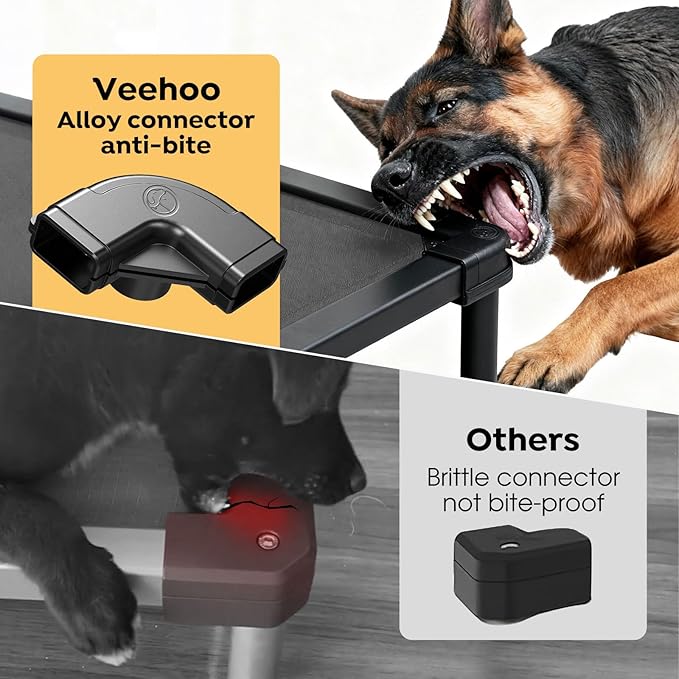 Veehoo Chewproof Elevated Dog Bed, Durable Raised Pet Cot with Soft PP Cotton-Filled Waterproof Mat, Washable Padded Cot for Indoor, Outdoor & Camping, 41-Inch, Grey