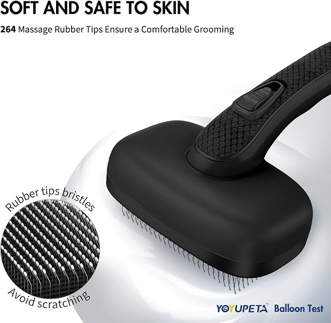 Dog Brush Kit - Self-Cleaning Slicker Brush with Bath Brush & Undercoat Rake | Deshedding Tools for Large - Small Dogs & Cats, Professional 3-in-1 Pet Grooming Set for Heavy Shedding, Black