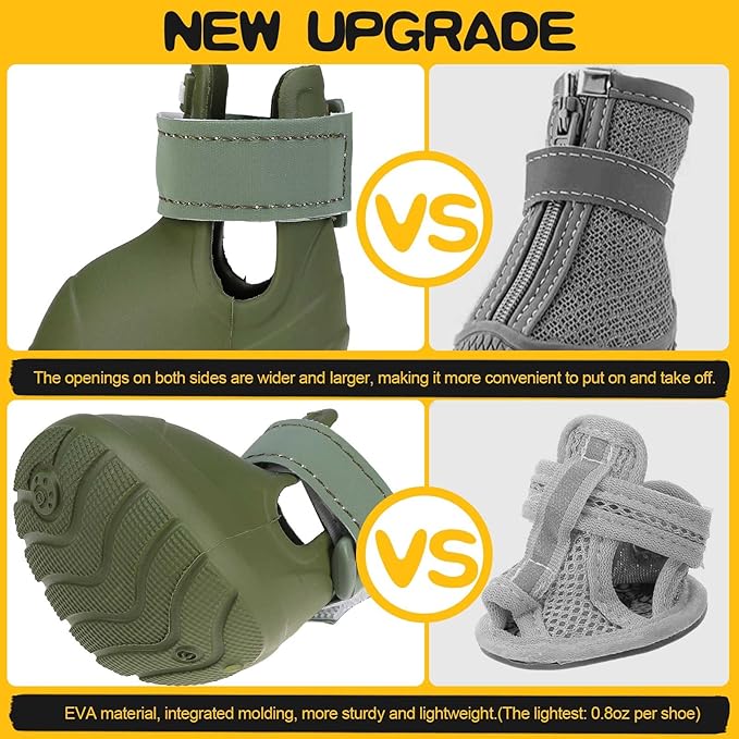 EXPAWLORER Dog Shoes for Small Medium Large Dogs, Waterproof Non-Slip Dog Snow Booties for Winter with Socks, Easy On & Off Pet Boots & Paw Protectors, Easy-Clean for Beach Outdoor Rain (Green XL)