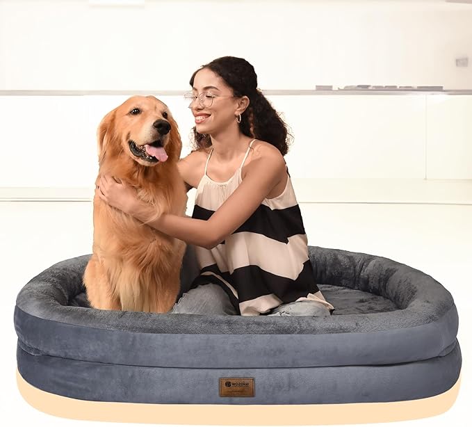 Orthopedic Washable Large Dog Bed: Waterproof Pet Bed with Bolsters - Removable Washable Cover for L XL XXL Large Sized Dog Bed - Non-Slip Bottom - Dark Gray