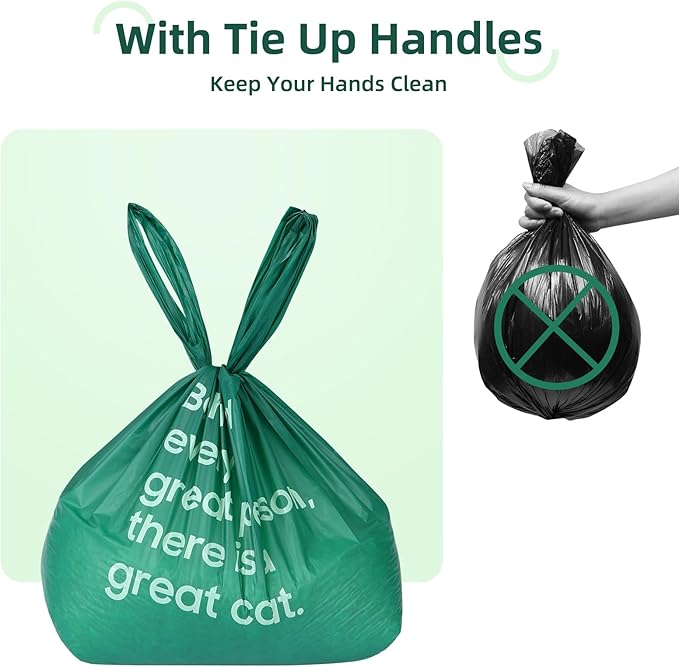 60 Count Cat Poop Bags Large Pet Waste Sacks with Handles, Disposable Litter Bags for Pet Poop, Extra-Thick Waste Bags Easy Tie Leak-Proof Strengthen Unscented