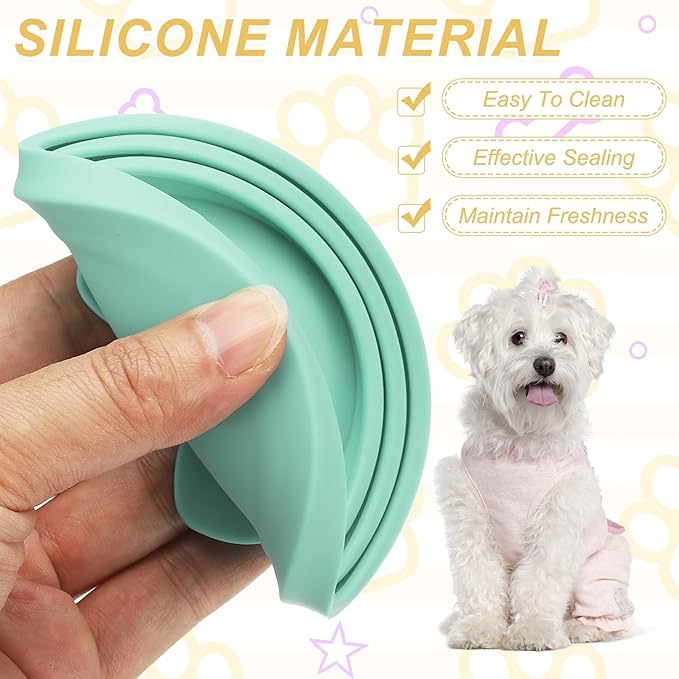 PETAXCELL Cat Food Can Covers Lids, Dog Food Can Lids with Cute Pet Ears Shaped Silicone Toppers One Fit 3 Standard Sizes, (Mint Green, 2Pcs), Intended for Dog/Cat/Pet Food Cans
