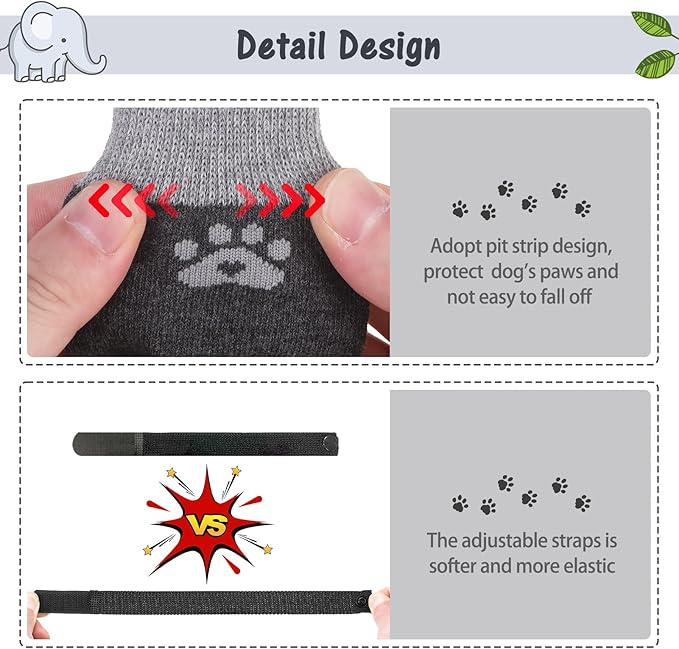 SCENEREAL 6Pcs Anti Slip Dog Socks to Prevent Licking Paws for Hot/Cold Pavement, Dog Grippy Socks for Hardwood Floors, Dog Shoes for Boots & Paw Protectors for Puppy Small Medium Large Senior Dogs