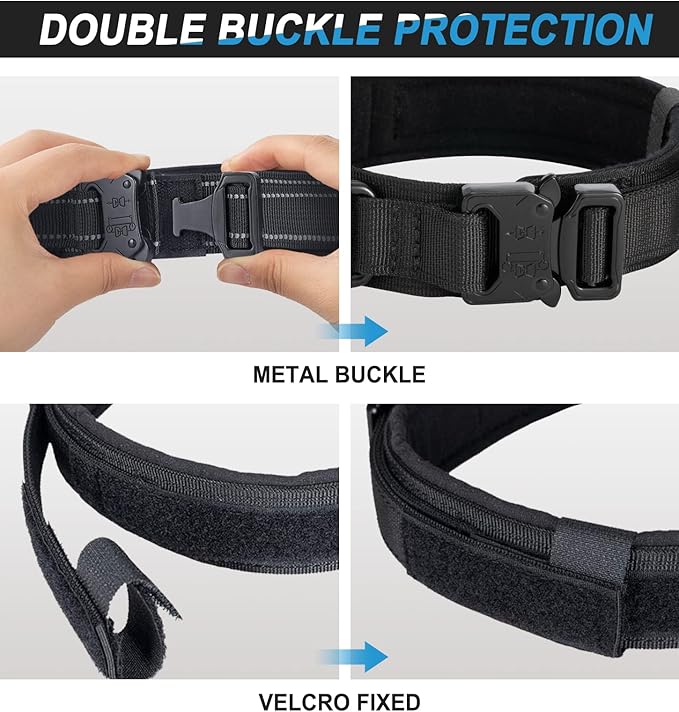 Tactical Dog Collar with USA American Flag - Military Dog Collar Thick with Handle - Heavy Duty Nylon K9 Collar Adjustable Metal Buckle for Medium Large Dogs M Chew Proof with 2 Patches