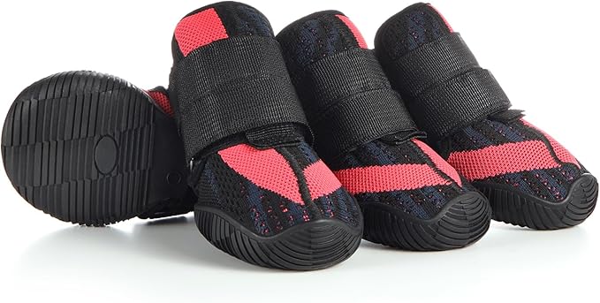 Aokown Dog Shoes for Small Dogs, Outdoor Dog Boots & Paw Protectors for Hot Pavement, Winter Snow Hiking, Breathable Dog Booties, Indoor Hardfloors Anti Slip Sole Black Size 1
