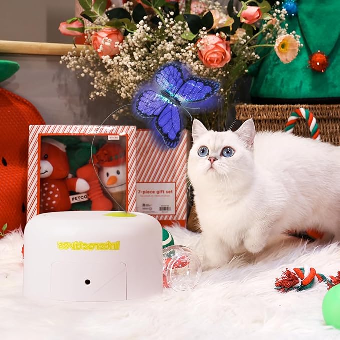 ALL FOR PAWS Interactive Butterfly Cat Toy, Automatic Cat Butterfly Wand Toy for Indoor Cats, Electric Fluttering Butterfly Cat Teaser Toy for Kittens