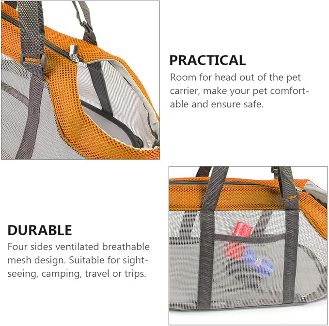 Lightweight Breathable Nylon Pet Carrier Bag for Cats Dogs Up Detachable Pad Comfortable Mesh Design for Travel Shopping Hiking Orange