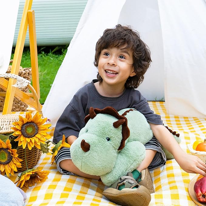 Niuniu Daddy 24" | 3.5 Pound Weighted Dinosaur Stuffed Animal, Giant Weighted Green Dino Plush Toy Body Pillow for Girl Boy Adult Kid with Soft Fur Pillowfort Stuffy for Christmas Birthday Present