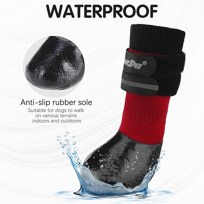 BINGPET Anti-Slip Dog Socks for Hardwood Floors,Injury Prevent Licking Dog Booties,Traction Control Paw Protector Dog Shoes for Hot Pavement with Reflective Straps for Small Medium Large Dogs